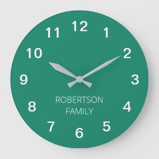 Personalised Minimalist Emerald Green Wall Clock