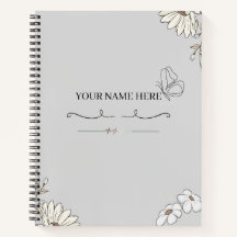 Personalised Minimalist Floral Butterfly Notebook