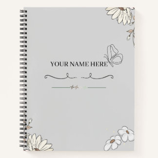 Personalised Minimalist Floral Butterfly Notebook