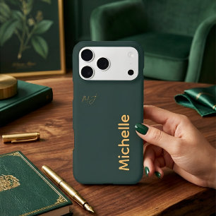 Personalised Minimalist Forest Green & Gold Name