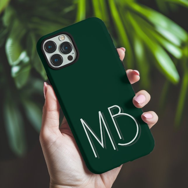 Personalised Minimalist Forest Green Monogram Case-Mate iPhone Case (Creator Uploaded)
