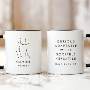 Personalised Minimalist Gemini Zodiac Sign Mug