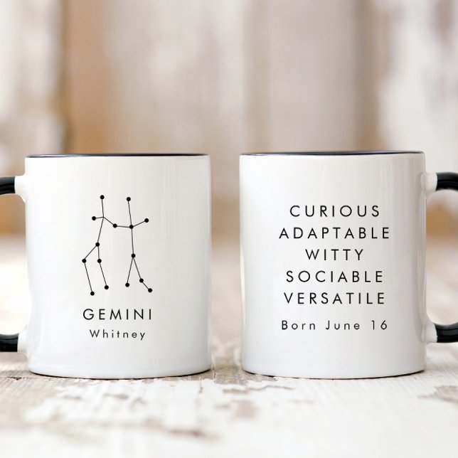 Personalised Minimalist Gemini Zodiac Sign Mug (Creator Uploaded)