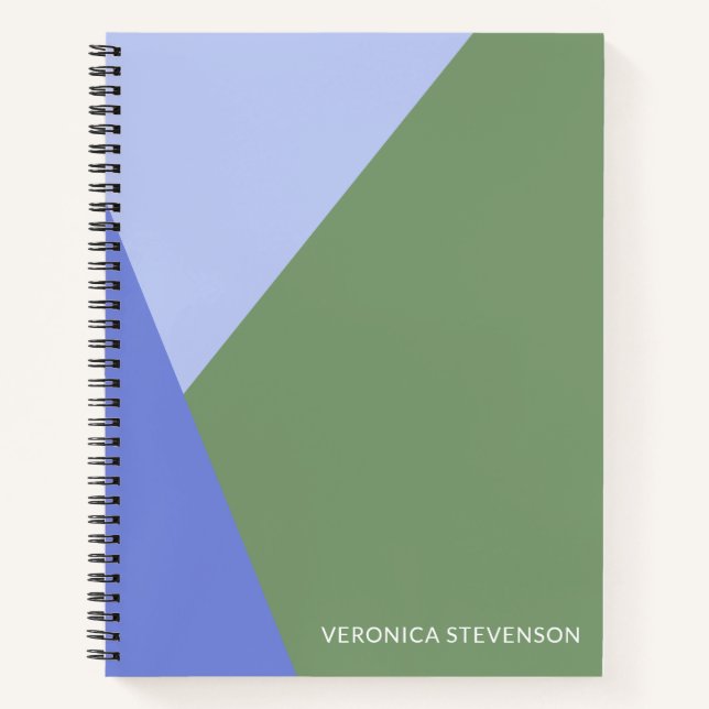 Personalised Minimalist Geometric Purple Green  Notebook (Front)