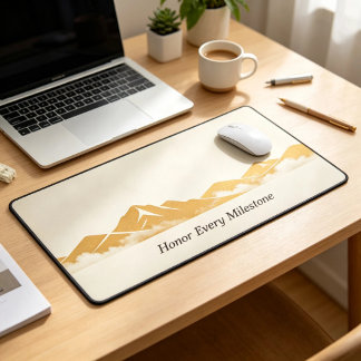 Personalised Minimalist Gold Mountain Company Gift Desk Mat
