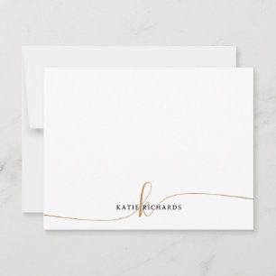 Personalised Minimalist Gold Note Card