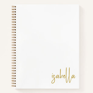 Personalised Minimalist Gold Script Name Spiral  Notebook