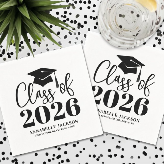 Personalised Minimalist Graduation Napkin (Personalized Minimalist Graduation Napkins)