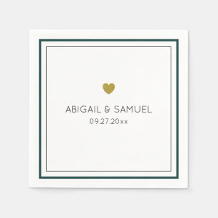 Personalised Minimalist Green White  Wedding  Napkin