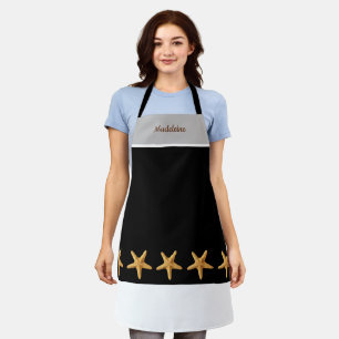 Personalised Minimalist Grey/Black/White Starfish Apron