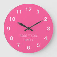 Personalised Minimalist Hot Pink Wall Clock