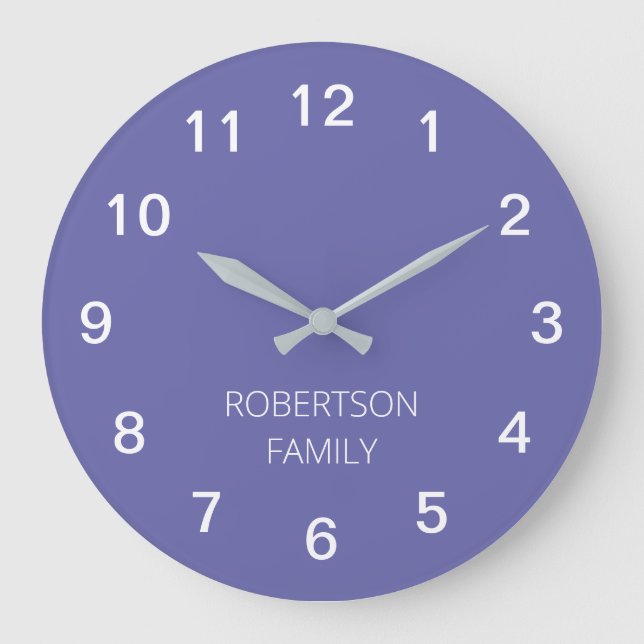 Personalised Minimalist Lavender Purple Wall Clock (Front)