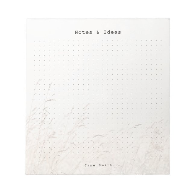 Personalised Minimalist meadow aesthetic dot Grid Notepad (Front)