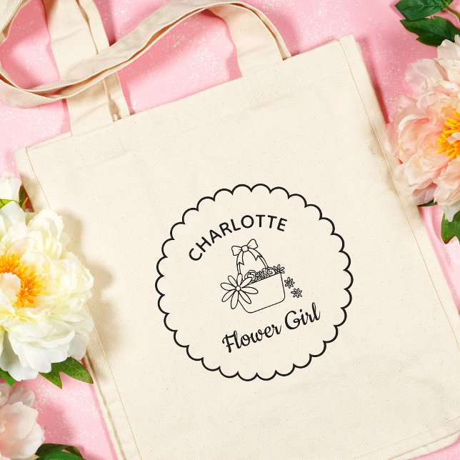 Personalised Minimalist Modern Cute Flower Girl Tote Bag (This tote is a perfect blend of chic and functional for your flower girl’s wedding day essentials.)