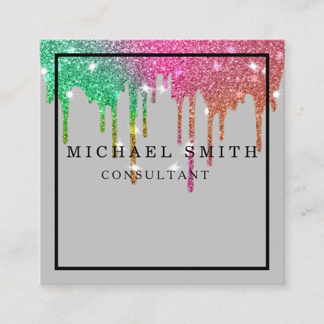 Personalised Minimalist Modern QR Code Logo Square Business Card (Front)