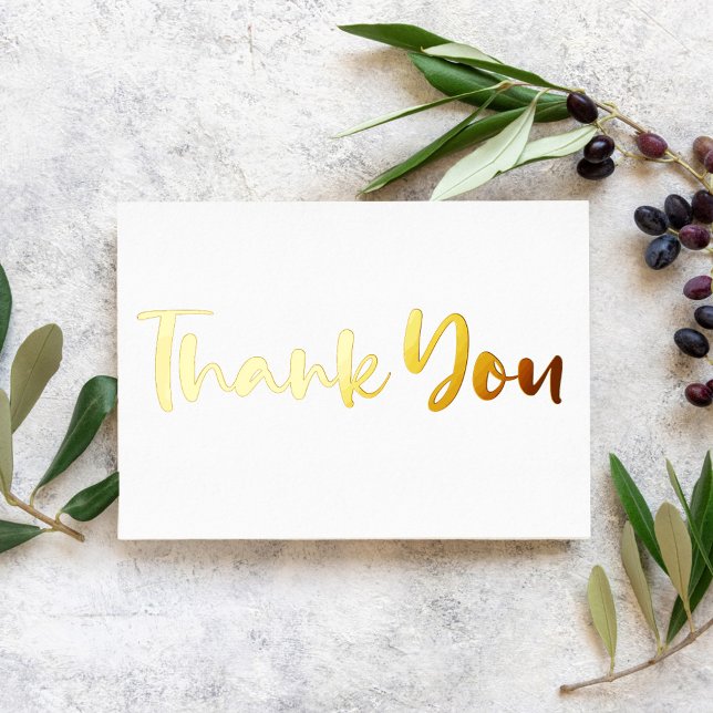     Personalised Minimalist Modern White Thank You Foil Holiday Card (Creator Uploaded)
