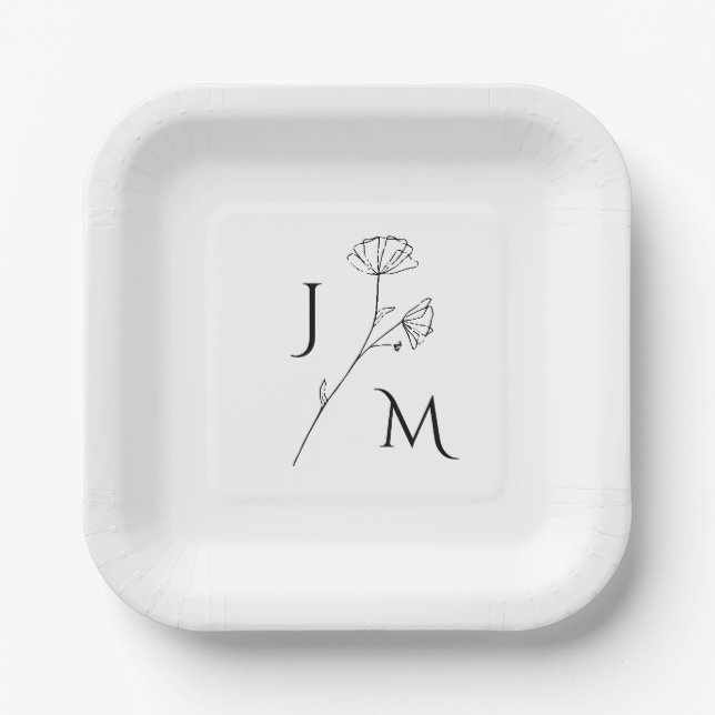 Personalised Minimalist Monogram Paper Plate (Front)