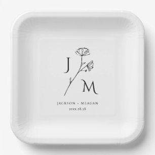 Personalised Minimalist Monogram Paper Plate