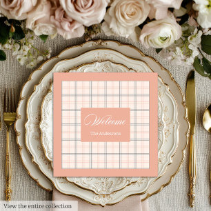 Personalised Minimalist Napkins Grey Coral Style