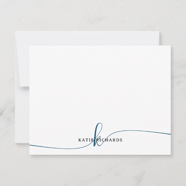 Personalised Minimalist Navy Blue Note Card (Front)