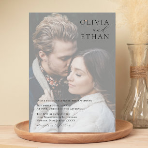 Personalised Minimalist Overlay Photo Wedding Invitation