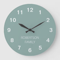 Personalised Minimalist Pale Turquoise Wall Clock