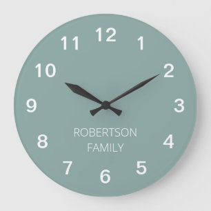 Personalised Minimalist Pale Turquoise Wall Clock