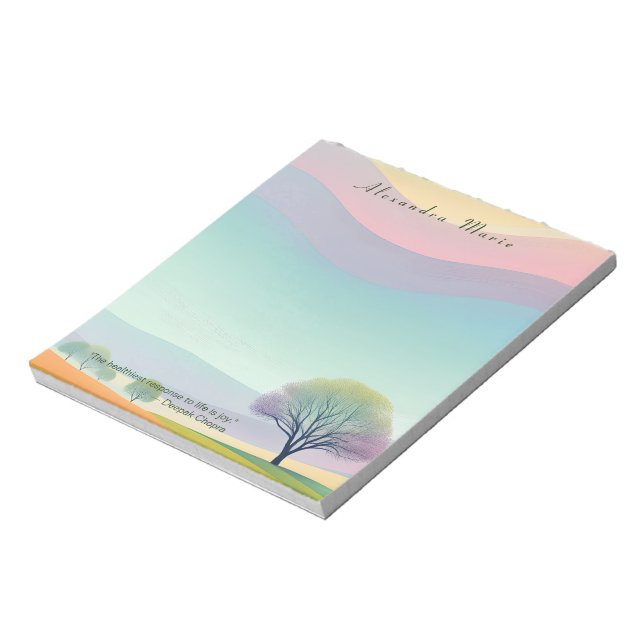 Personalised Minimalist Pastel Landscape Notepad (Rotated)