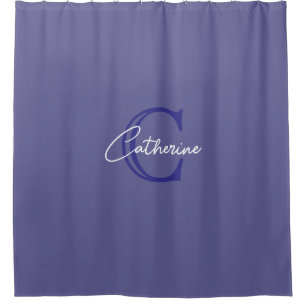 Personalised Minimalist Purple Monogram Shower Curtain