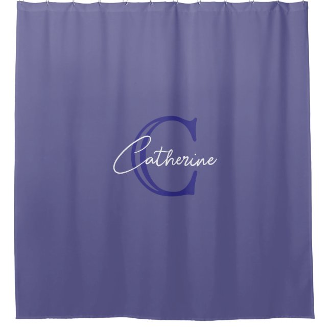 Personalised Minimalist Purple Monogram Shower Curtain (Front)