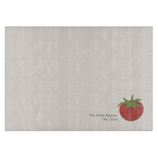 Personalised Minimalist Red Tomato Family Kitchen Cutting Board