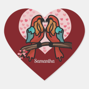 Personalised Minimalist Romantic Birds Love Heart Sticker