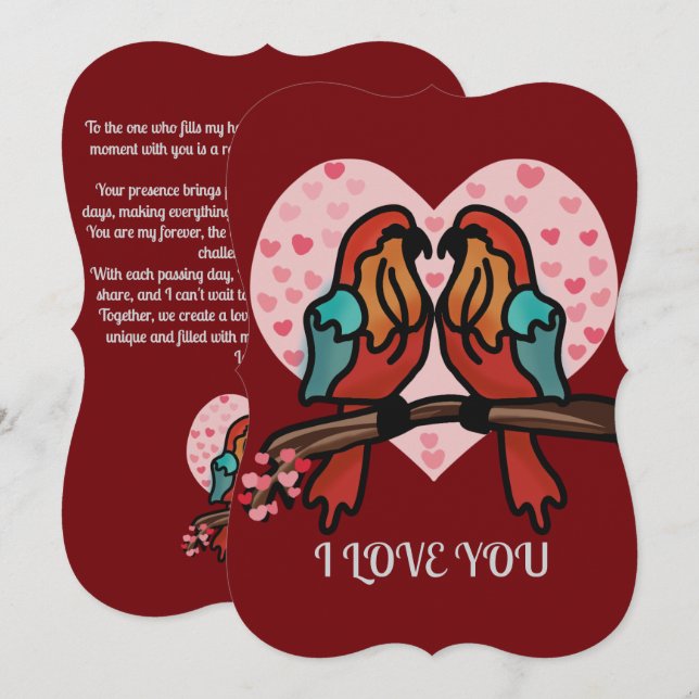 Personalised Minimalist Romantic Birds | Love Holiday Card (Front/Back)
