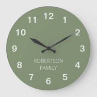 Personalised Minimalist Sage Green Wall Clock