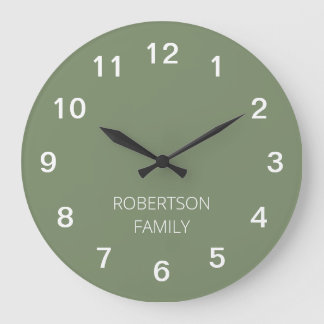 Personalised Minimalist Sage Green Wall Clock