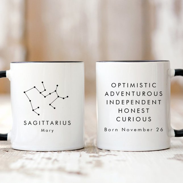 Personalised Minimalist Sagittarius Zodiac Sign Mug (Creator Uploaded)