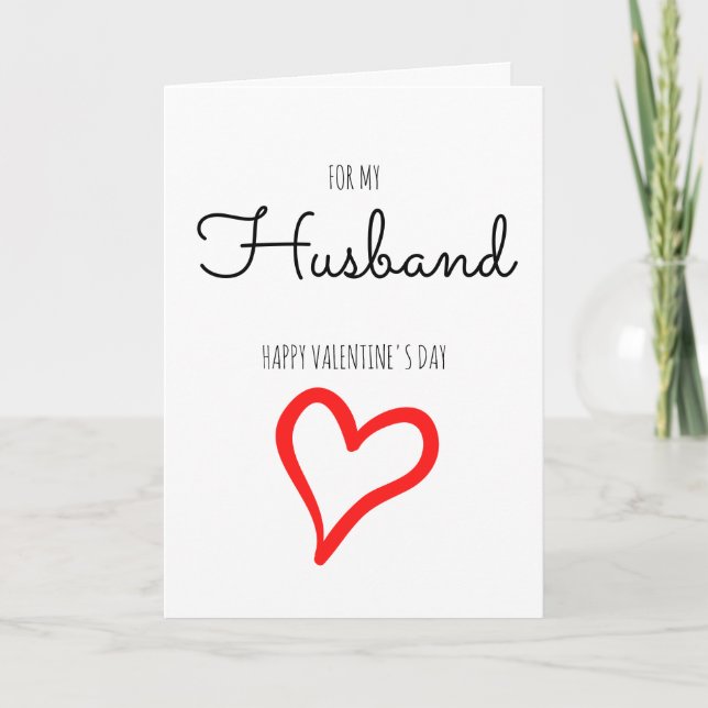 Personalised Minimalist Script Heart Valentine Day Holiday Card (Front)