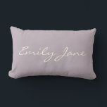 Personalised Minimalist Script Name Soft Lavender Lumbar Cushion<br><div class="desc">Add a personal touch to any space with this elegant minimalist lumbar pillow featuring a custom script name on a soft lavender background. The simple and modern design makes it perfect for bedrooms, nurseries, or living rooms. A thoughtful gift for housewarmings, weddings, or anyone who loves stylish home decor with...</div>