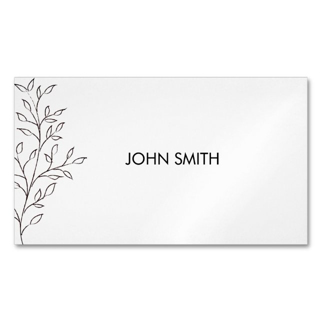 Personalised Minimalist Sketch Leaf Magnetic Business Card (Front)