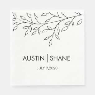Personalised Minimalist Sketch Leaf Napkin