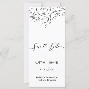Personalised Minimalist Sketch Leaf Save the Date