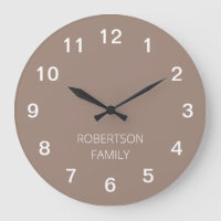 Personalised Minimalist Taupe Wall Clock