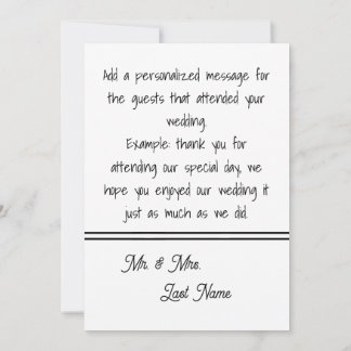 Personalised Minimalist Thank You Wedding Card