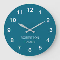Personalised Minimalist Turquoise Blue Wall Clock