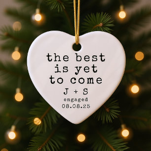 Personalised Minimalist Typography Engaged Ceramic Ornament