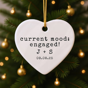 Personalised Minimalist Typography Engaged Ceramic Ornament