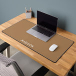 Personalised Minimalist Typography Solid Brown Desk Mat<br><div class="desc">Personalised solid brown desk mat with your name in a simple typeface. Minimalist modern typography. Perfect for home or office workplace.</div>