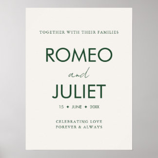 Personalised Minimalist Wedding Welcome Poster