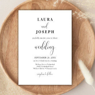 Personalised Minimalist White Modern Wedding Invitation