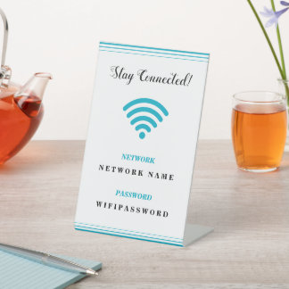 Personalised Minimalist Wifi Password and Network Pedestal Sign
